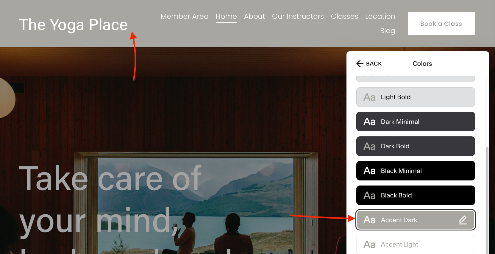 Squarespace tutorial for changing header colors and fonts.