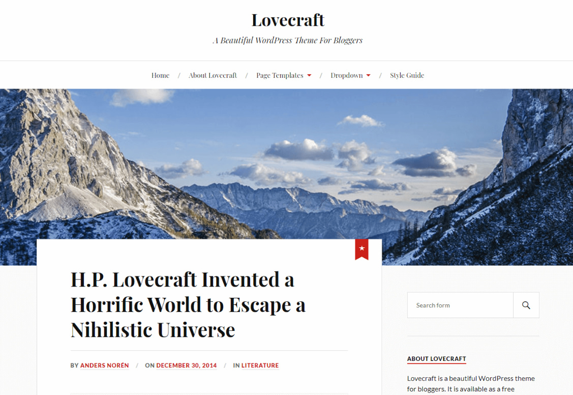 A desktop website built using Lovecraft.