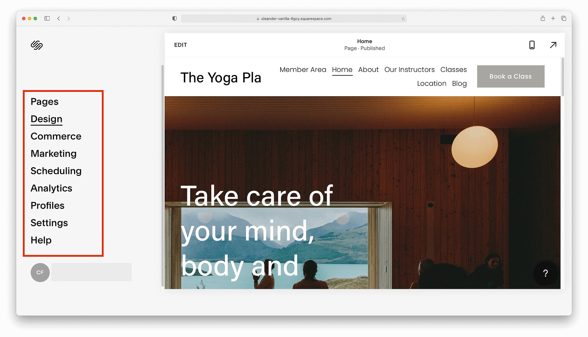 You can handle all of your website management from the Squarespace menu option