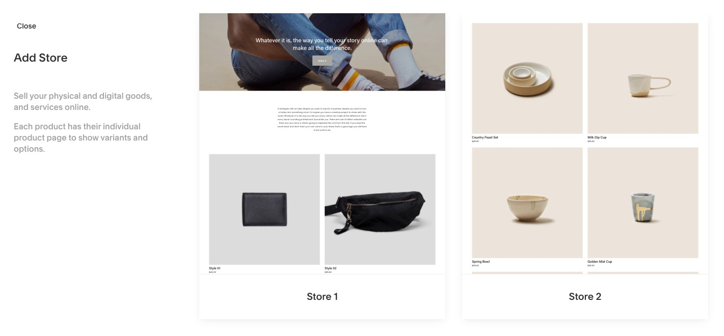 Choosing a Squarespace store layout
