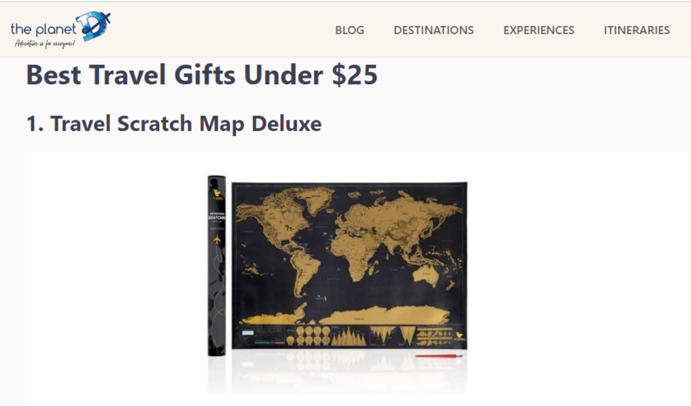 An example of a gift guide
