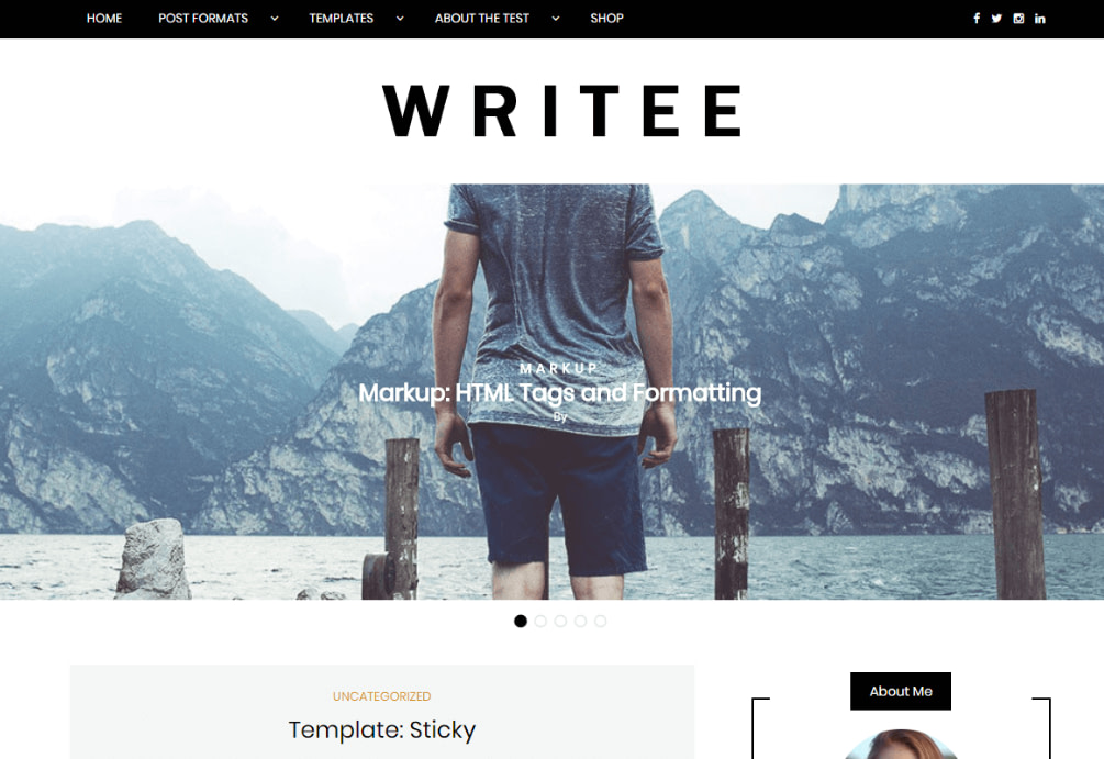 Writee is a free WordPress theme for a blog
