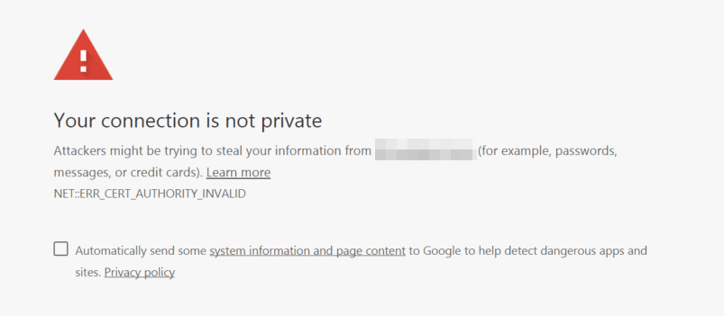 Warning for users entering a website that isn't secured by an SSL certificate