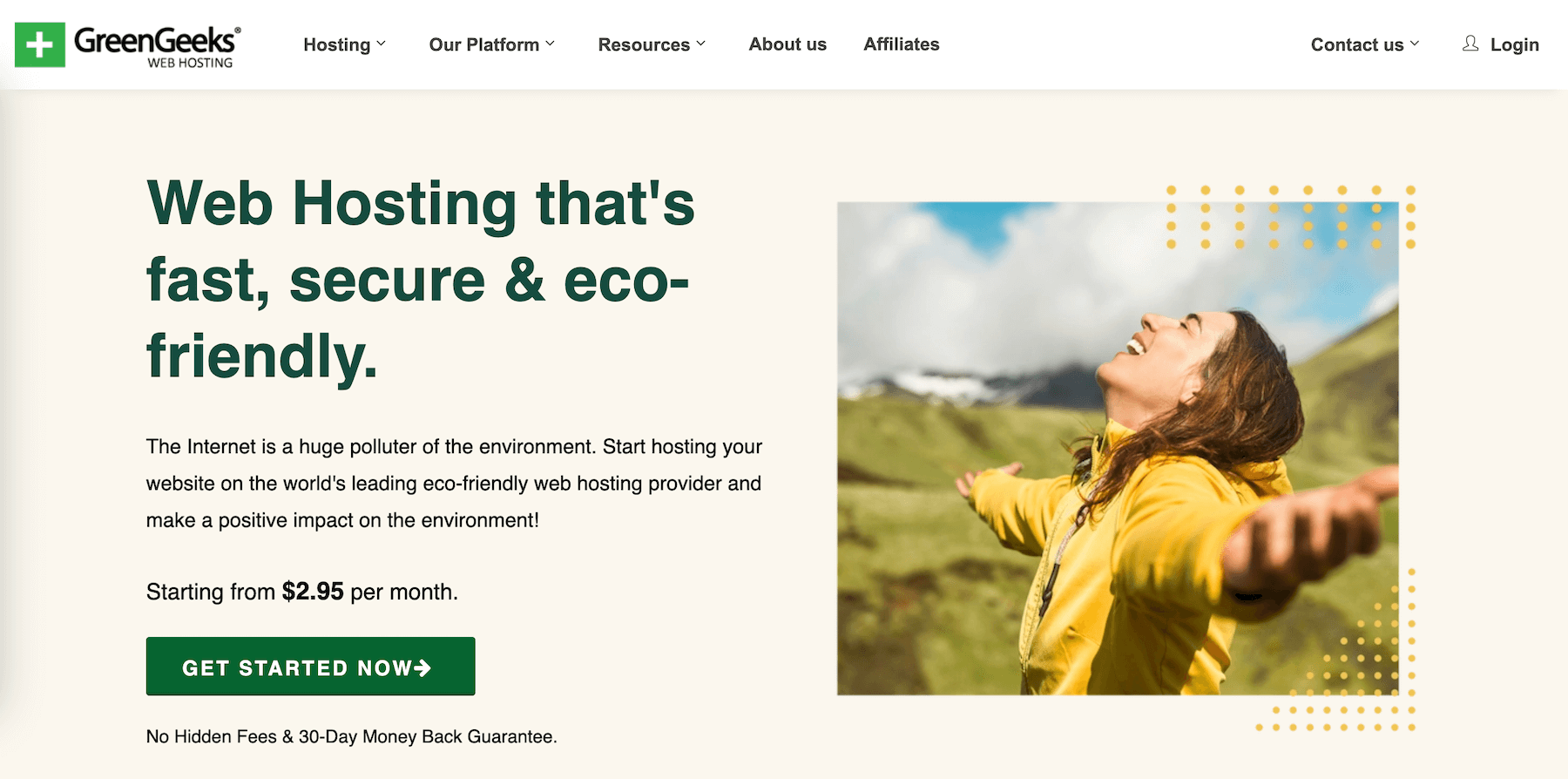 The GreenGeeks website.