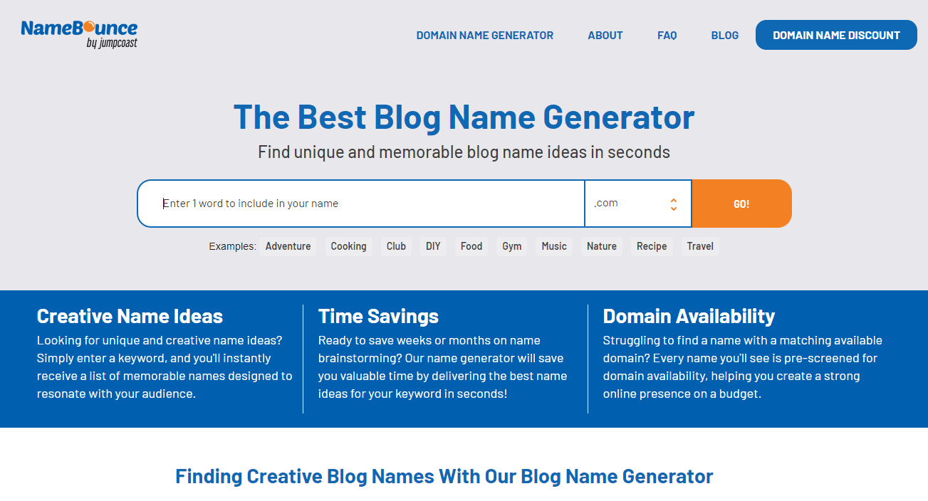 Best blog name generators: NameBounce.