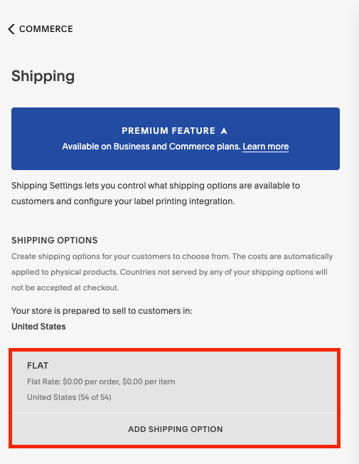 Activated shipping options