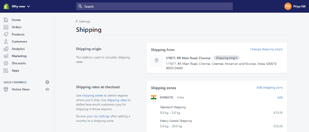 Shopify tutorial: Shipping.