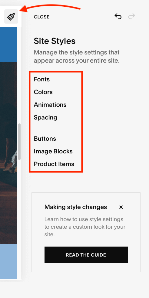 Picking site styles