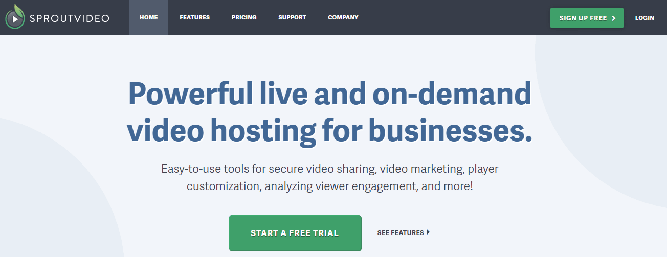 Sproutvideo is a great video hosting site for businesses. 